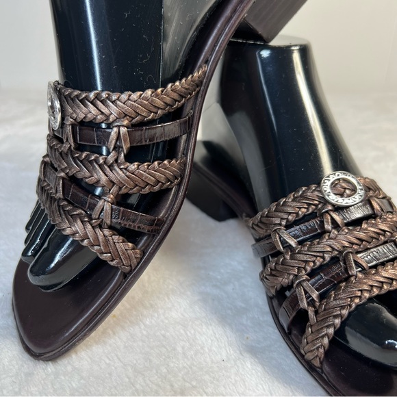 BRIGHTON Rita Woven Leather Slides Size 9N - Picture 4 of 12